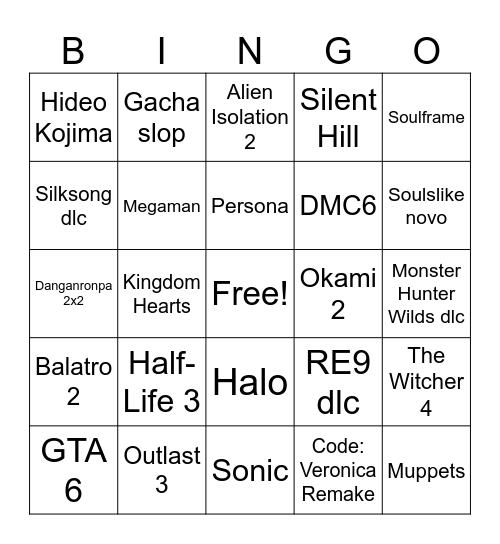 Summer Game Fest Bingo Card