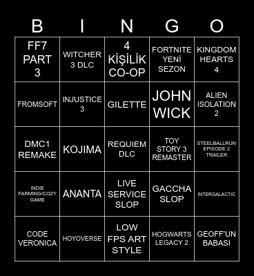 GEOFF IS A WITCH Bingo Card