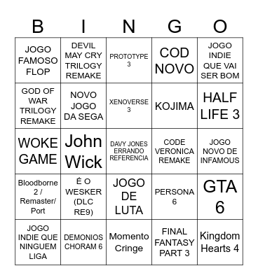 Summer Game Fest Bingo Card