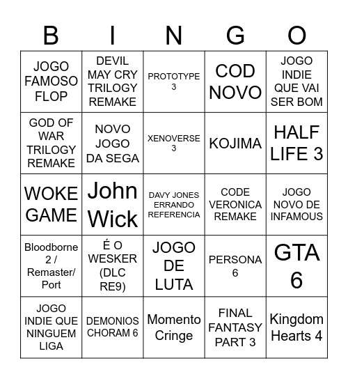 Summer Game Fest Bingo Card
