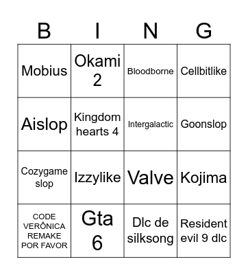 Game fest Bingo Card