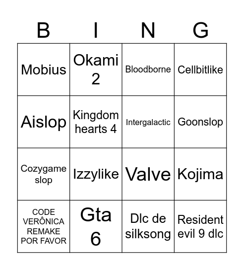 Game fest Bingo Card