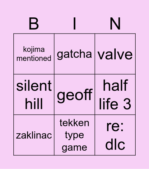 sgf Bingo Card