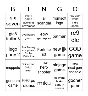 Untitled Bingo Card