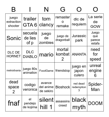 Summer Game Fest Bingo Card