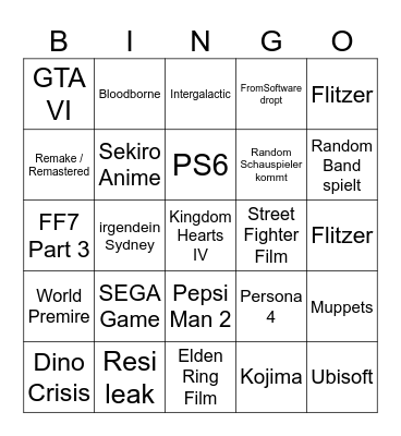 Summer Games Fest Bingo Card