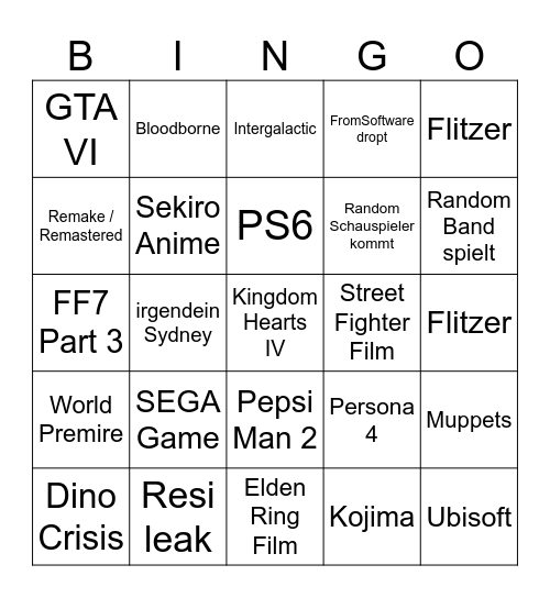 Summer Games Fest Bingo Card