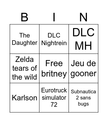 Game Fest Bingo Card