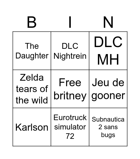 Game Fest Bingo Card