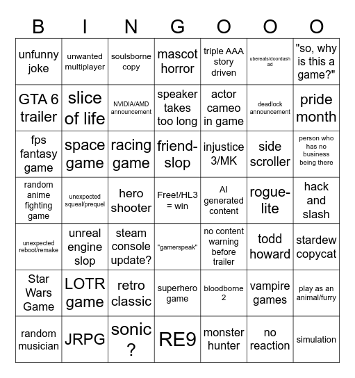 the summer games Bingo Card