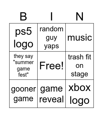 sgf 2026 Bingo Card