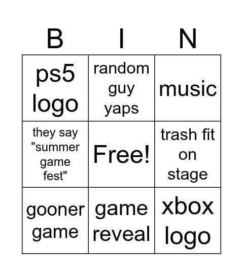 sgf 2026 Bingo Card