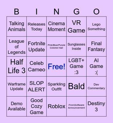 Summer Games Fest 2026 Bingo Card