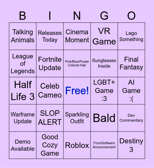 Summer Games Fest 2026 Bingo Card