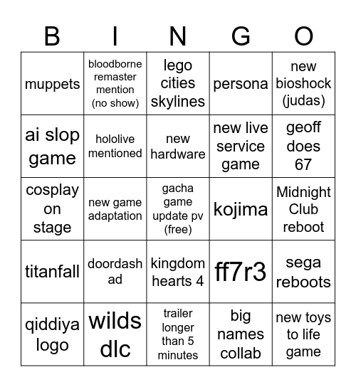 sgf bingo Card
