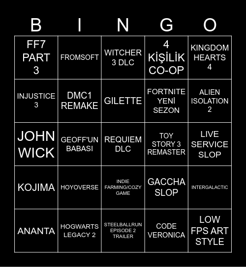 GEOFF IS A WITCH Bingo Card