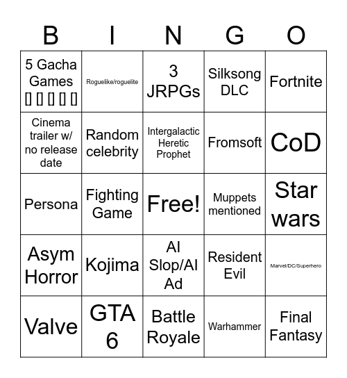 Untitled Bingo Card