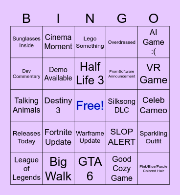 Summer Games Fest 2026 Bingo Card