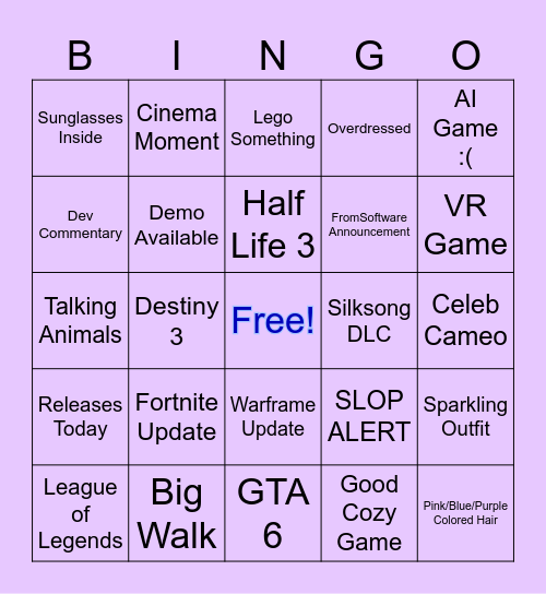 Summer Games Fest 2026 Bingo Card