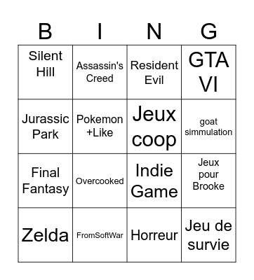 Summer Game fest Bingo Card