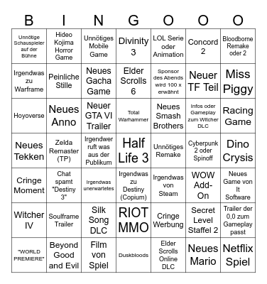 Summer Games Fest 2026 Bingo Card