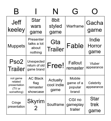SGF Bingo Card