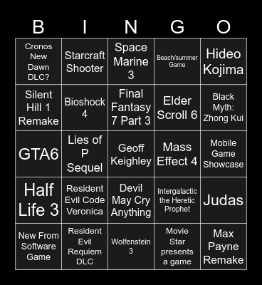 Summer Game Fest Bingo Card