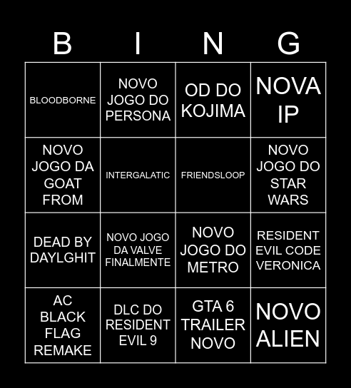 Nehaze Bingo Card