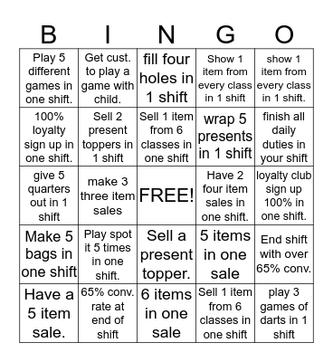 Bigglesnorts Bingo Card