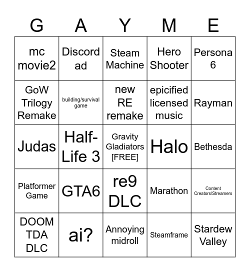 sumah gay fez Bingo Card