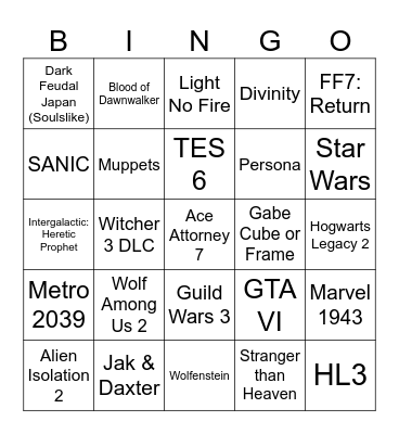 Summer Games Fest 2026 Bingo Card