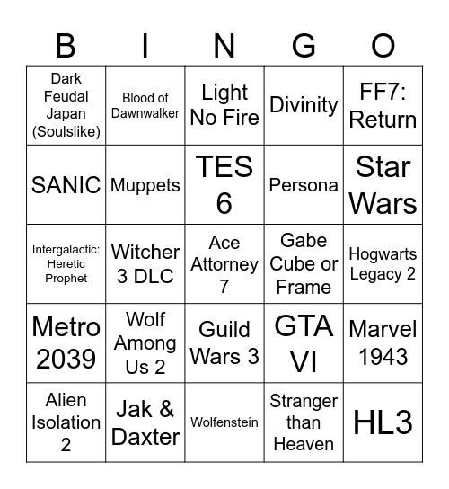 Summer Games Fest 2026 Bingo Card