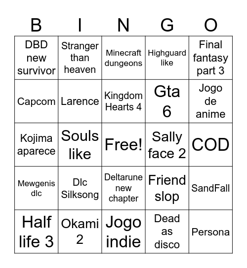 Summer gamer fest Bingo Card