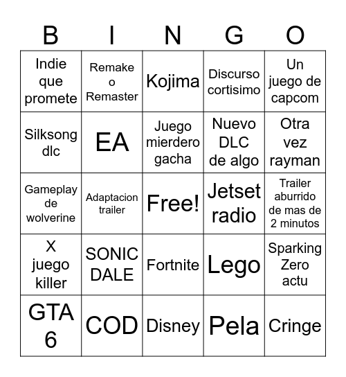 SUMMER GAME FEST Bingo Card