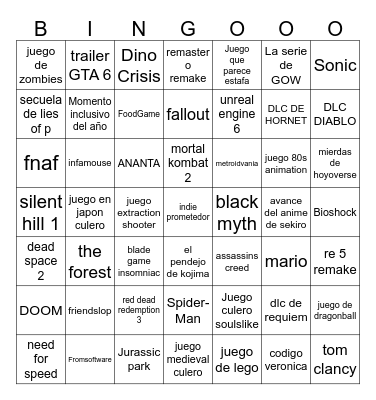 Summer Game Fest Bingo Card