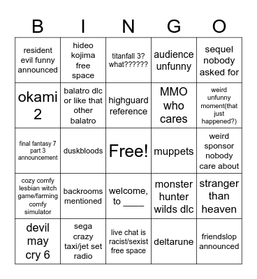 geoff keighleiey summer Bingo Card
