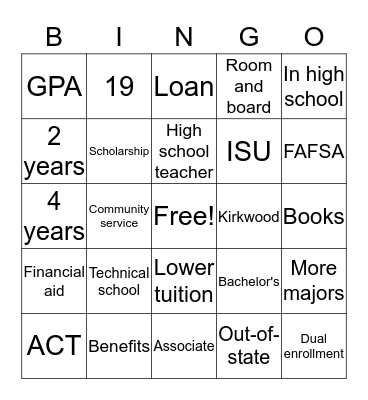 Education Bingo Card