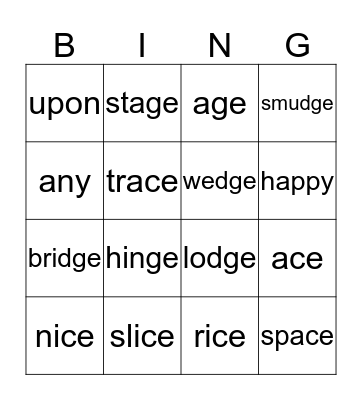 U3-W3 Soft C, G, & -dge BINGO Card