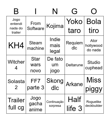 Summer Game Fest Bingo Card