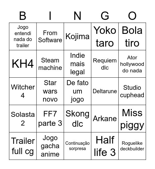 Summer Game Fest Bingo Card