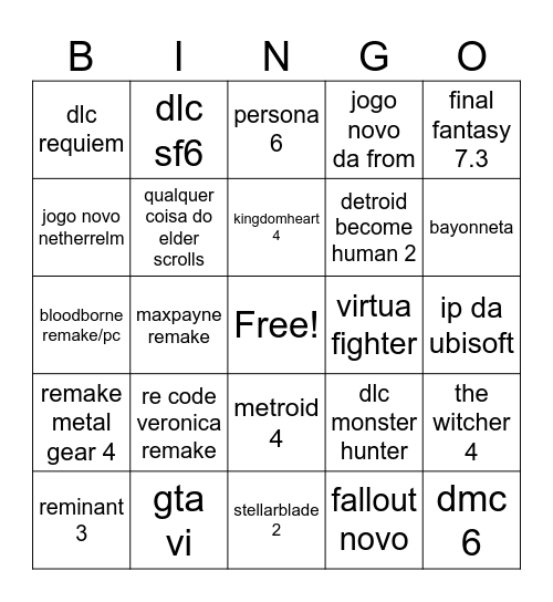 chute summer game fest Bingo Card