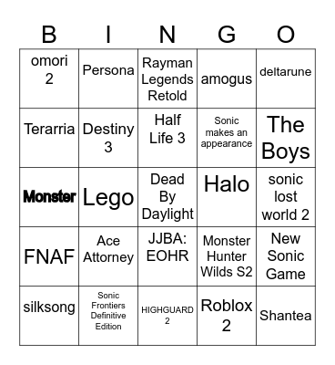 Summer Game fist Bingo Card