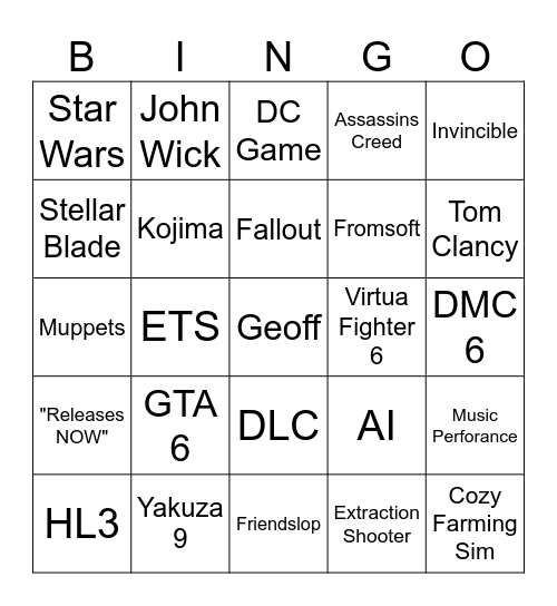Summer Geoff Fest 2026 Bingo Card