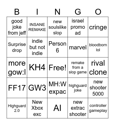 Summer game festo Bingo Card
