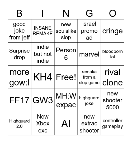 Summer game festo Bingo Card