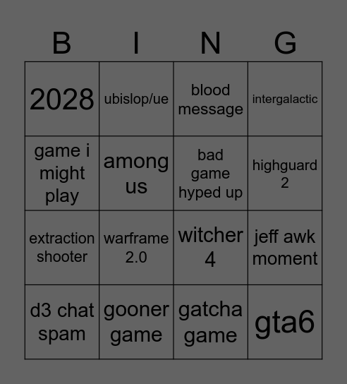SGF Bingo Card
