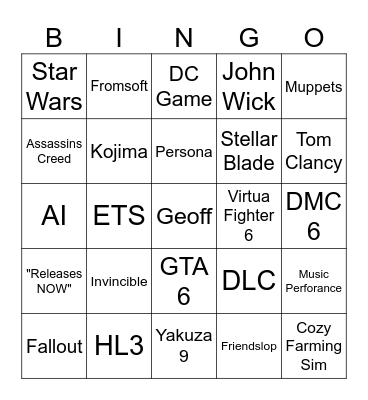 Summer Geoff Fest 2026 Bingo Card