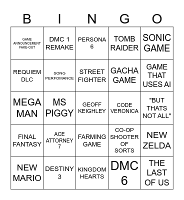SGF SILLIES BINGO Card