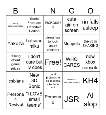 game awards 2 Bingo Card