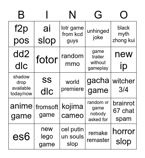 SGF Bingo Card